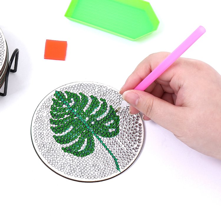 DIY Leaves B Diamond Painting Coasters