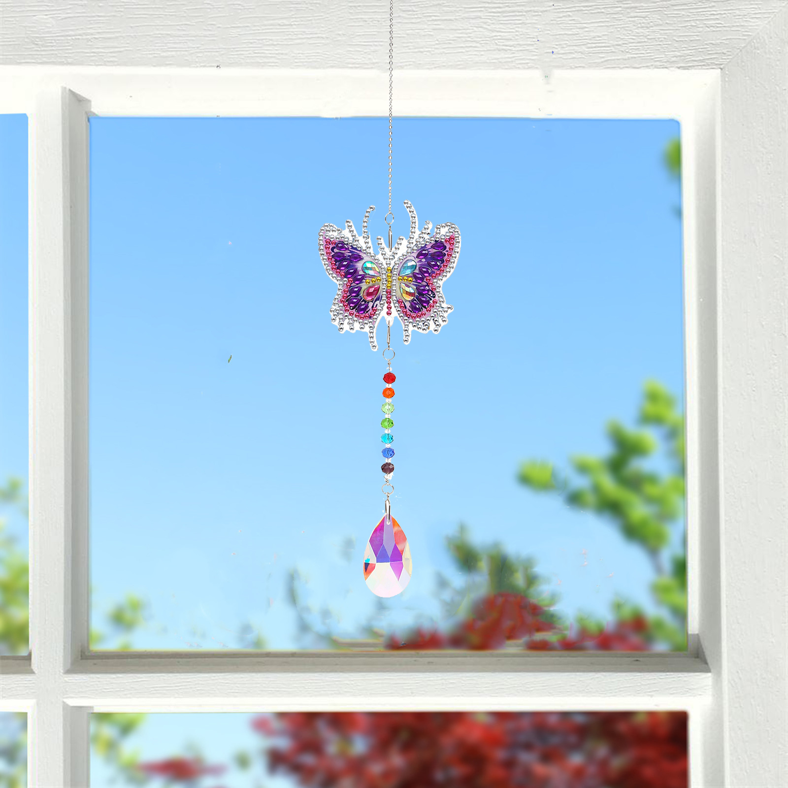 DIY Diamond Painting Wind Chime - Purple Butterfly