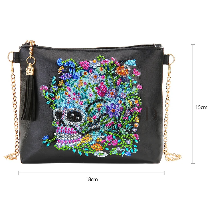DIY Diamond Painting Leather Bag - Skullflower