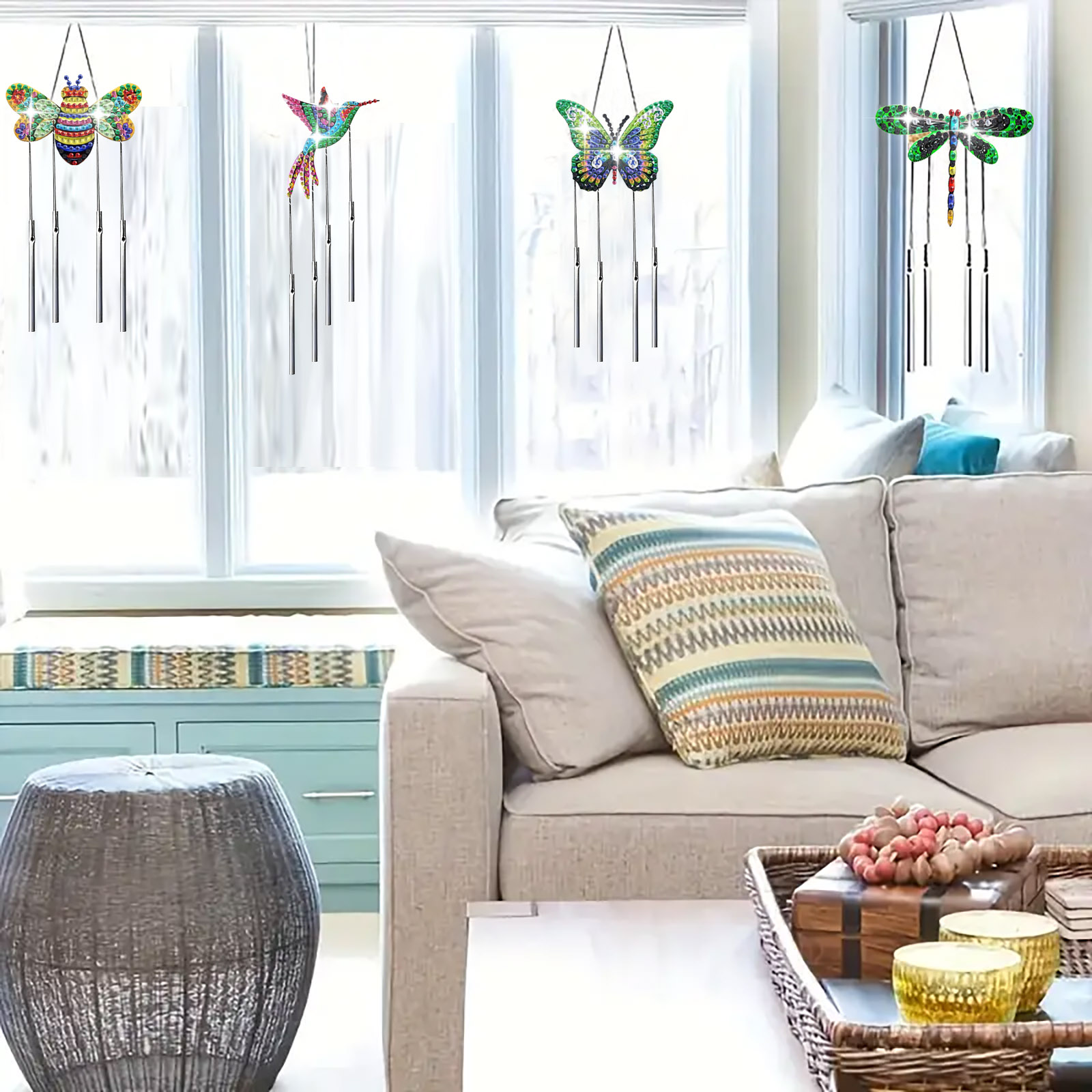 DIY Diamond Painting Duct Wind Chime - Hummingbirds