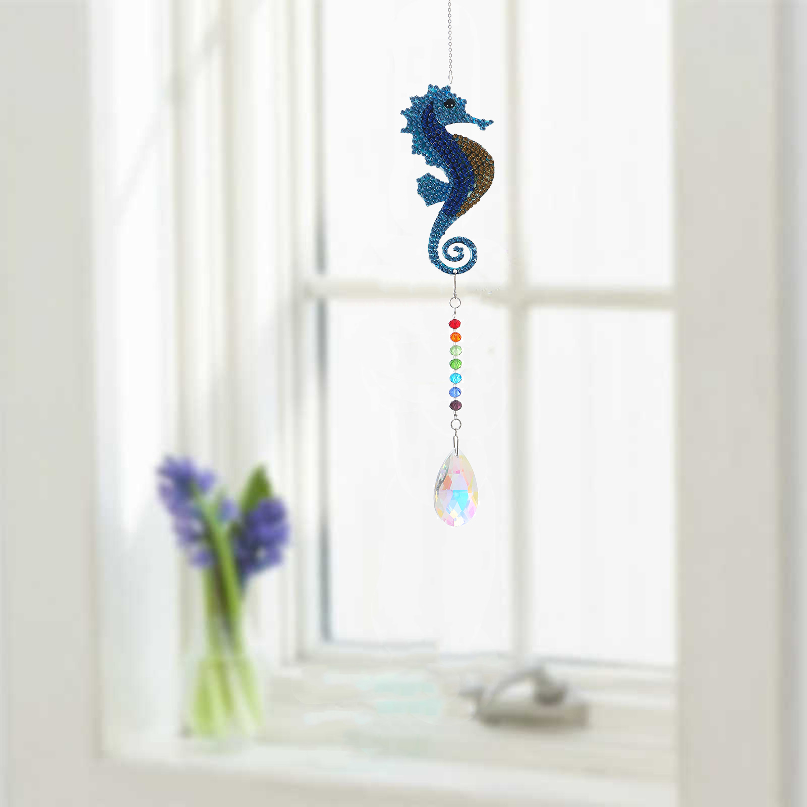 DIY Diamond Painting Wind Chime - Seahorse