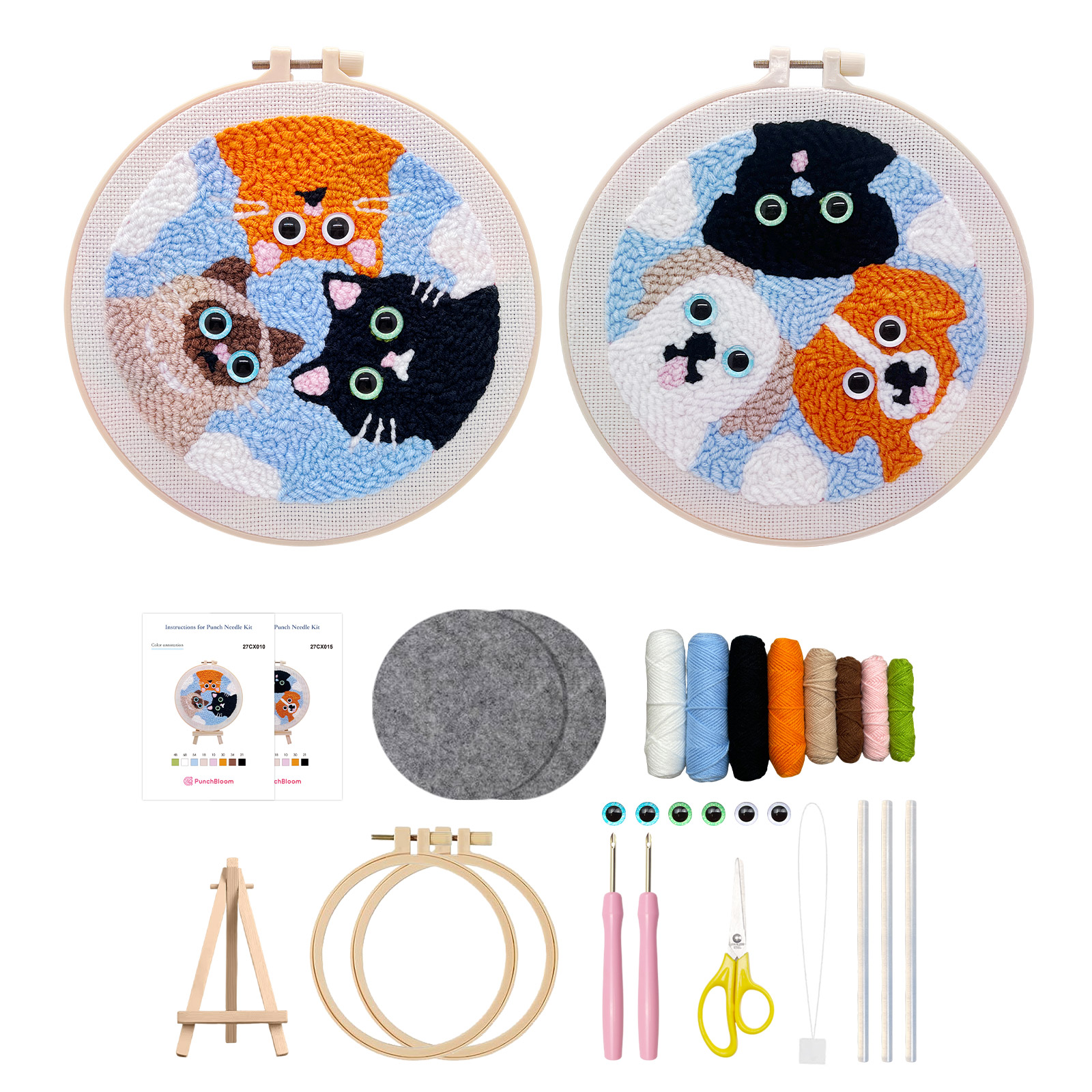 Cats and Dogs -Punch Needle Decor Kit