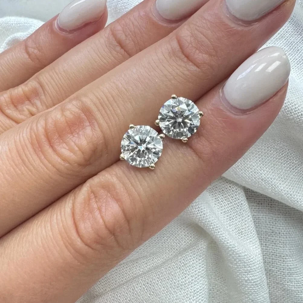 Moissanite Diamond  Four-Prong Stud Earrings