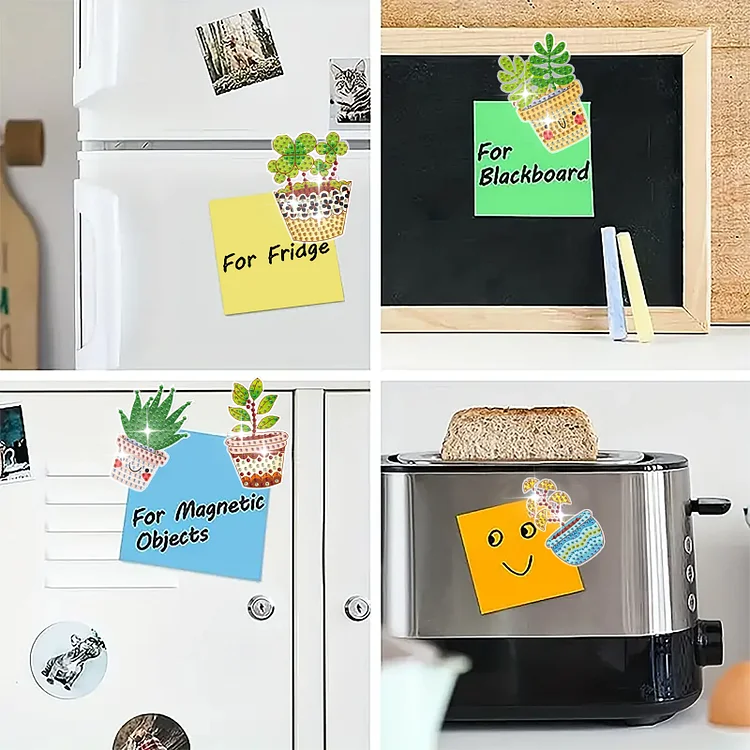 DIY Diamond Painting Fridge Stickers - Succulents
