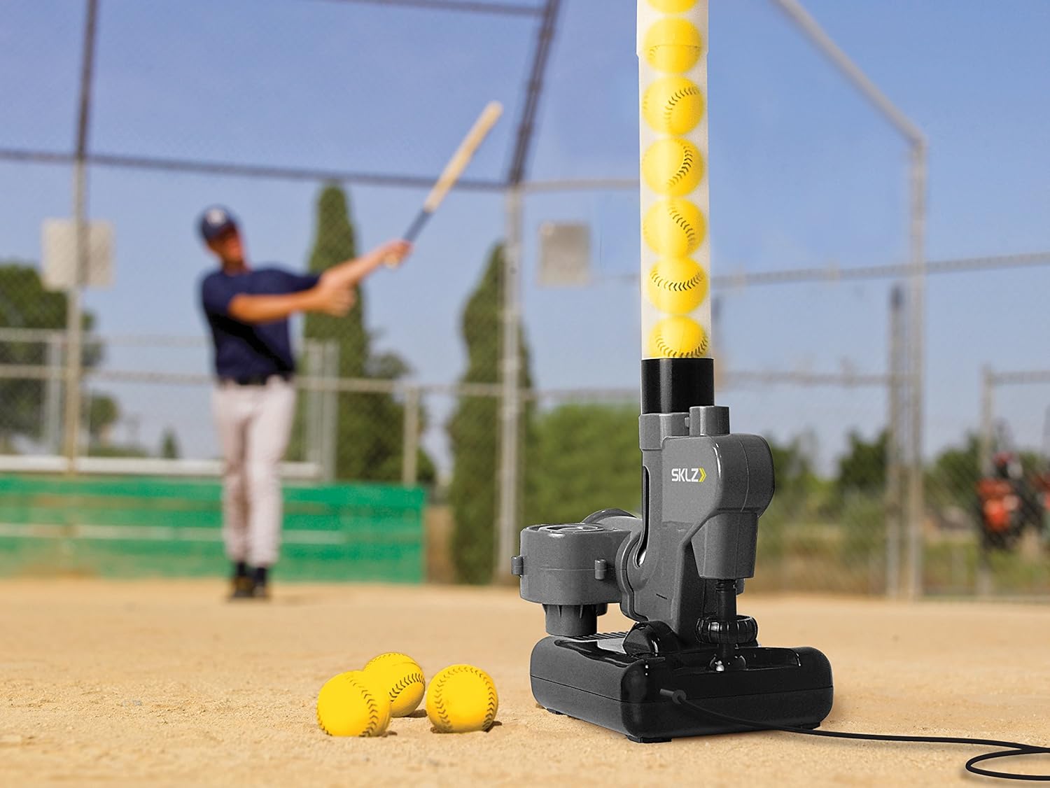 Pitching Machine | Improve Your Swing | Ideal for Baseball & Softball Drills | Develops Hitting Power and Fielding Skills | Portable & Easy to Use