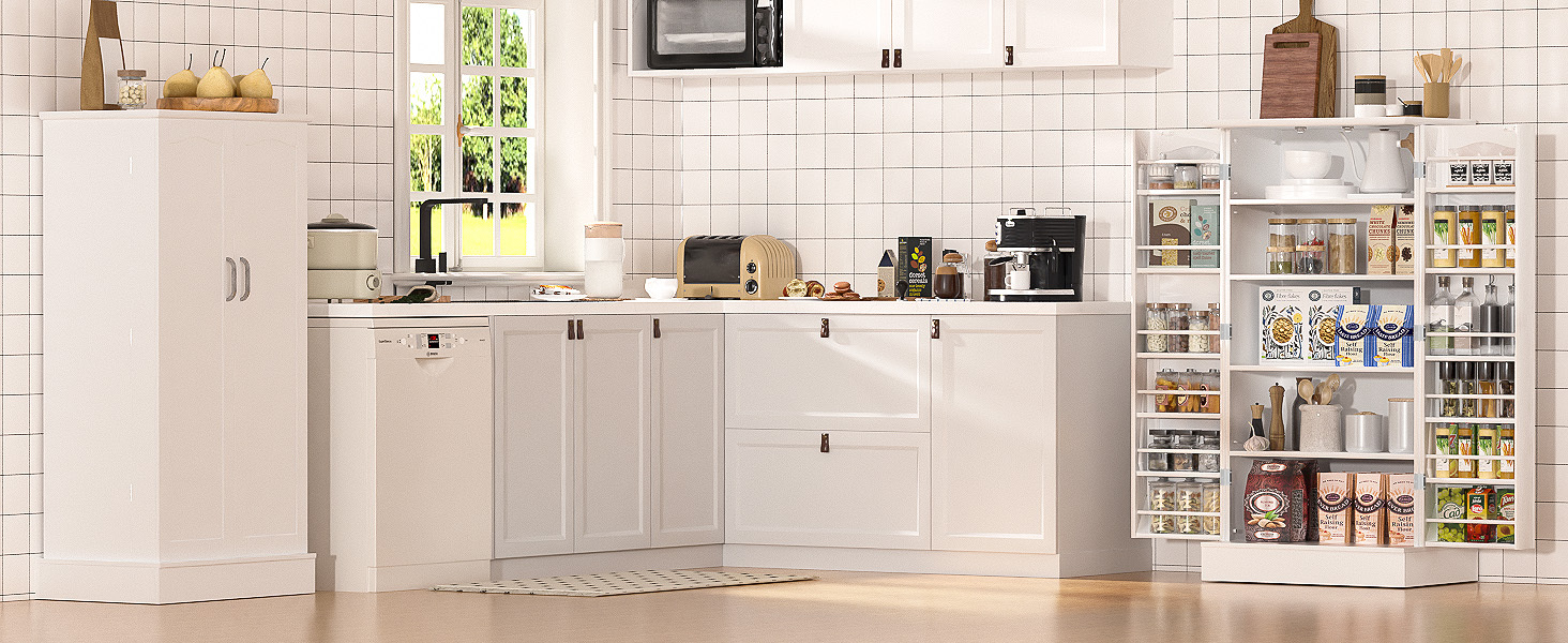🔥HOT SALE🔥 47” Kitchen Pantry Cabinet with LED