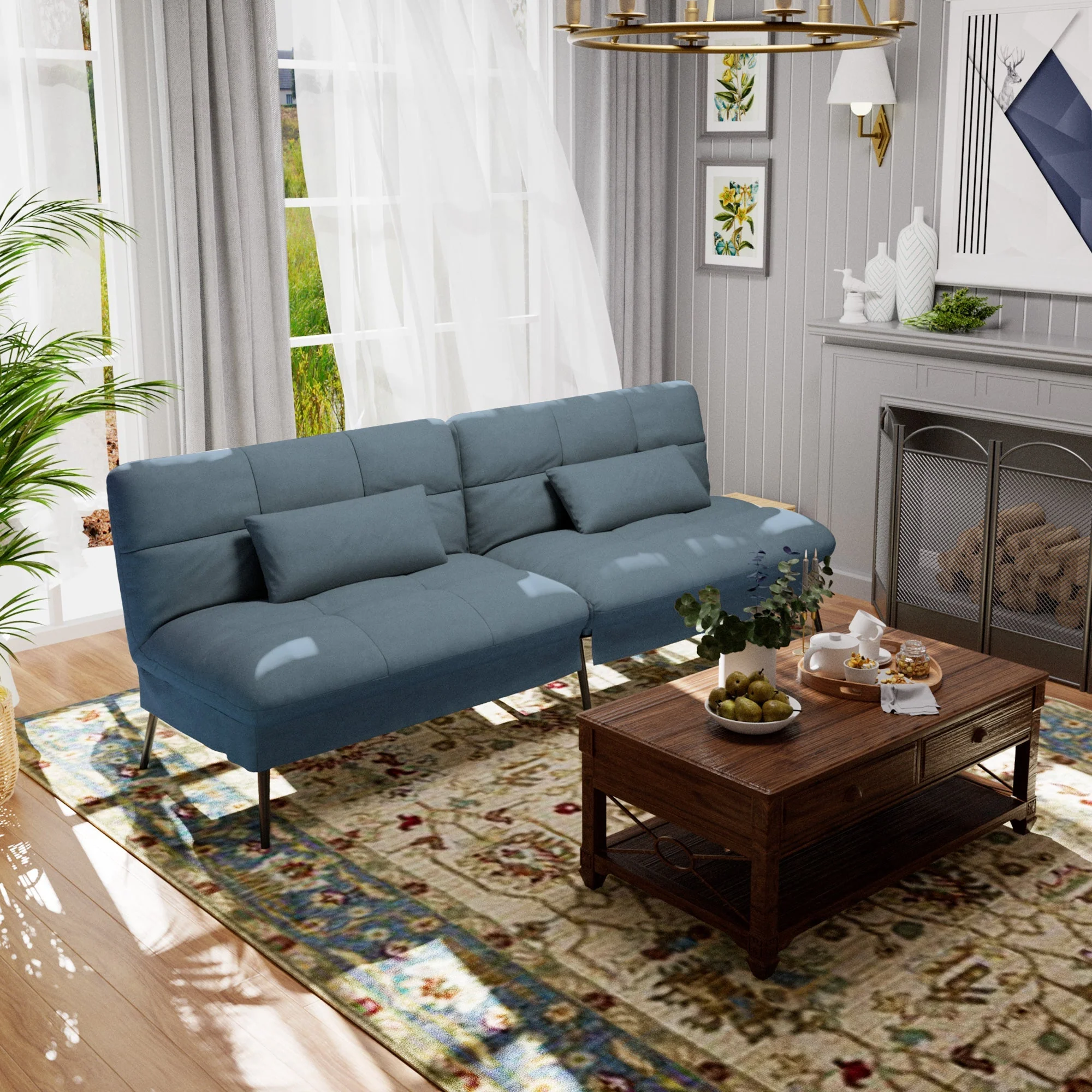 COMHOMA Convertible Ultra-comfortable Futon Sofa Bed with Adjustable Backrest B001