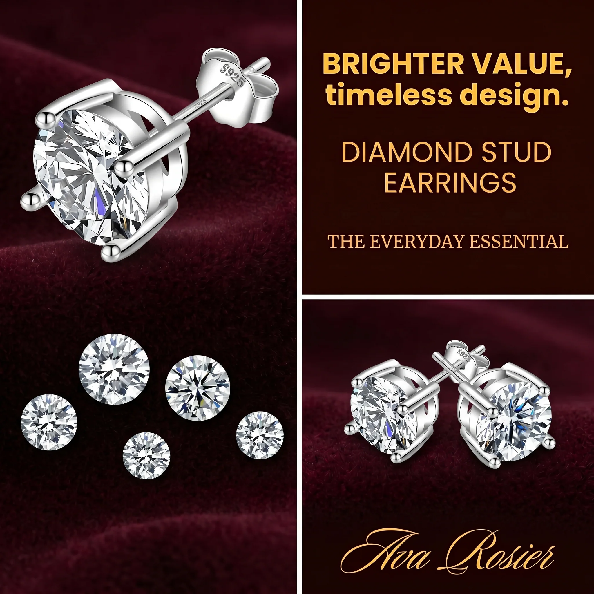 Moissanite Diamond  Four-Prong Stud Earrings