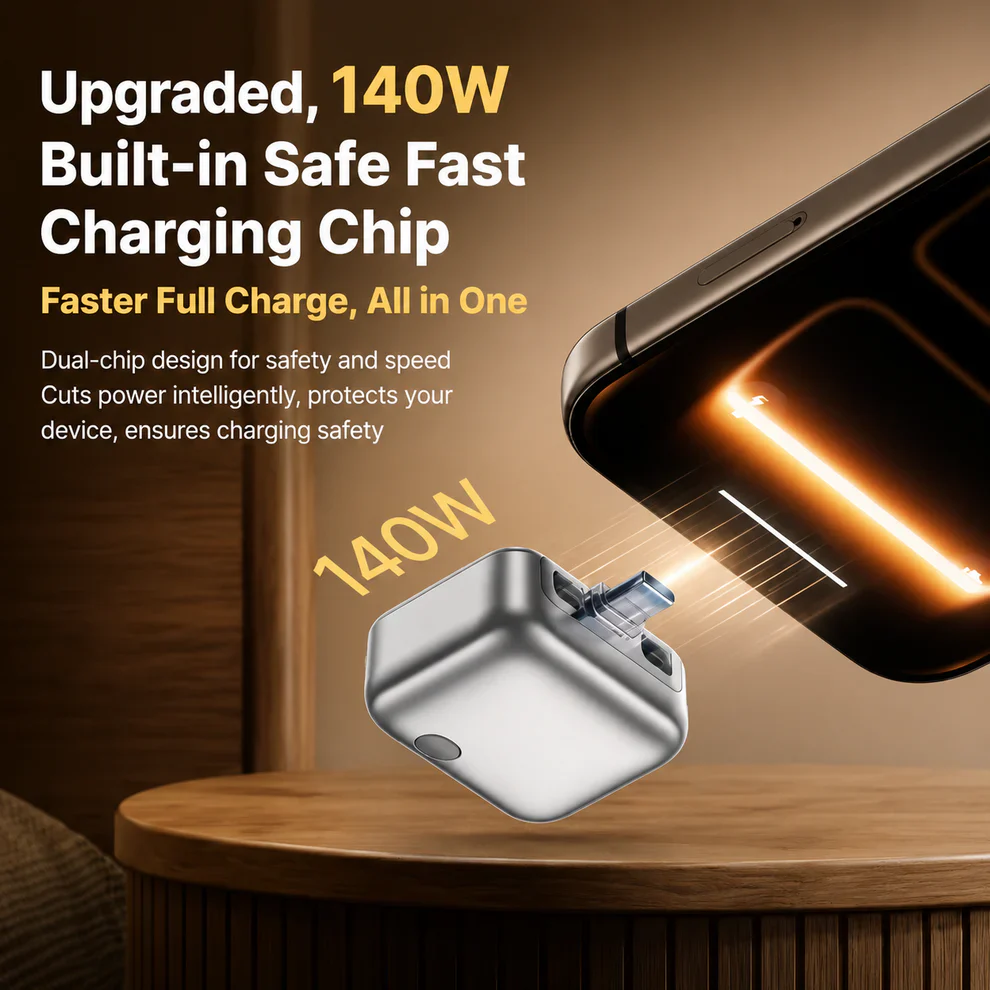 140W Fast Charge Separator – Auto Disconnect Charging Adapter - فاصل شاحن ذكي وإيقاف تلقائي للجوالات تايب سي حتى 140 واط