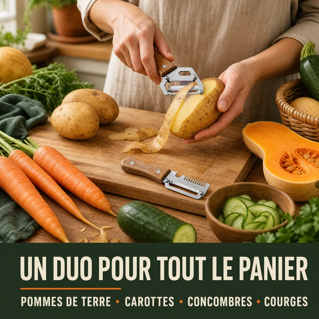 Mistglide Duo Éplucheurs - Épluchez fin, préparez plus vite