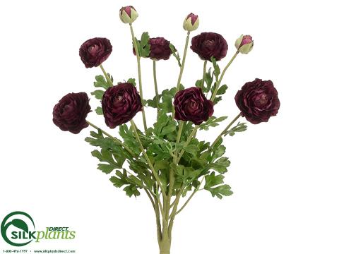 Silk Plants Direct Ranunculus Bush - Burgundy Two Tone - Pack of 6