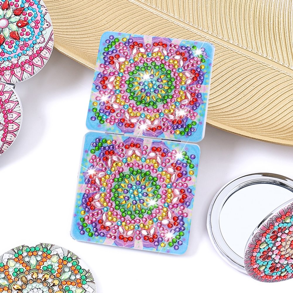 DIY Diamond Painting Compact Mirror - Pink Mandala