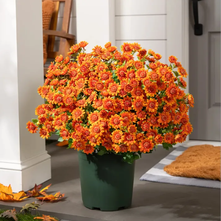 💥Artificial Outdoor Sunset Mums Flowers - UV resistant, Waterproof, Windproof