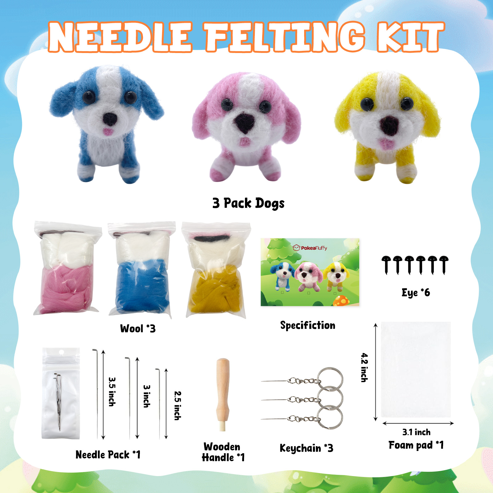 Pinkie Felt Animals Needle Felting Kit