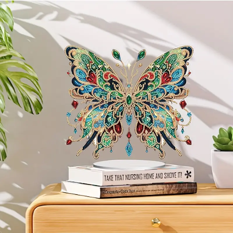 DIY Diamond Painting Desktop Decoration - Green Butterfly