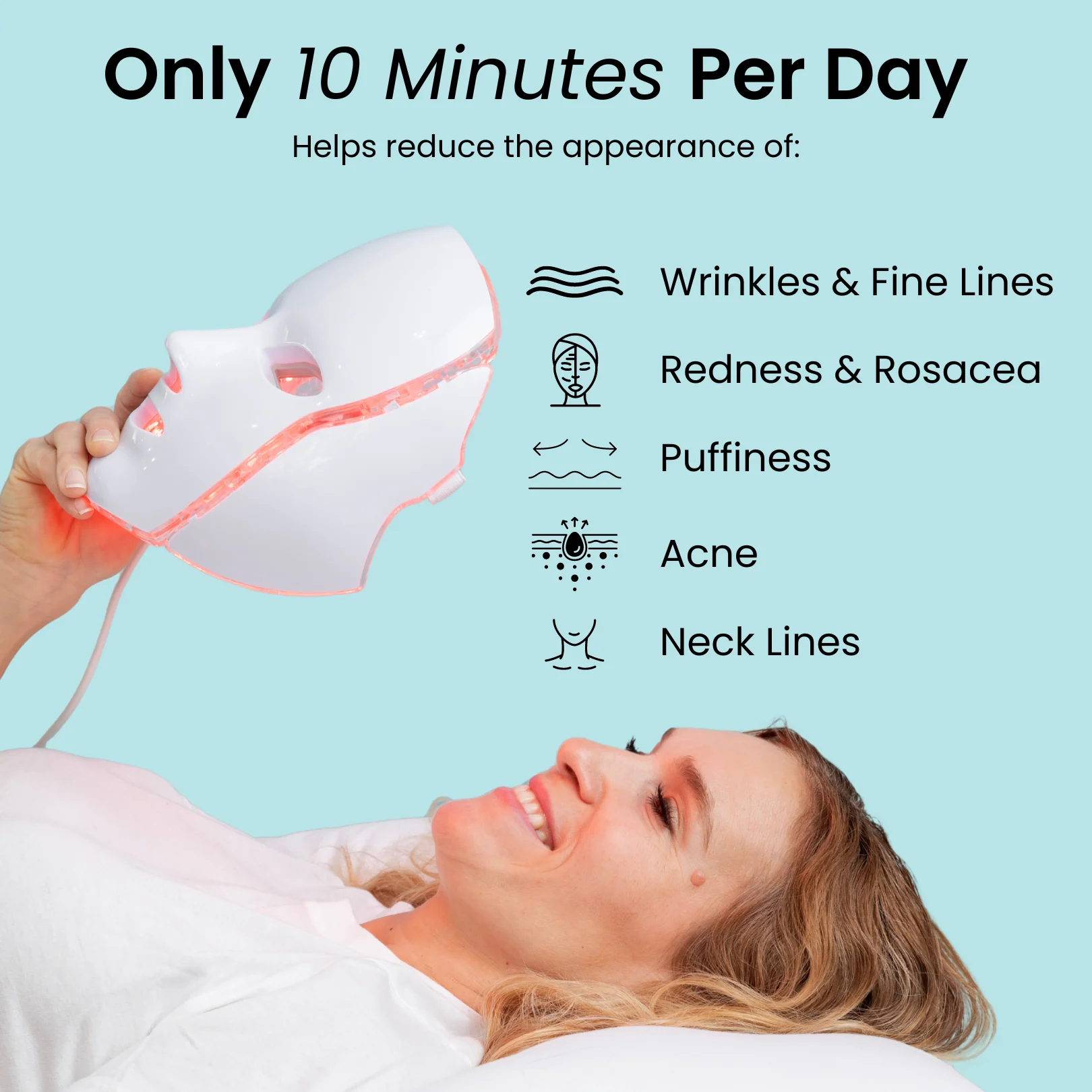 Nutriskin LED Face Mask - Red Light Therapy for Wrinkles + FREE Neck Mask ($169 Value)