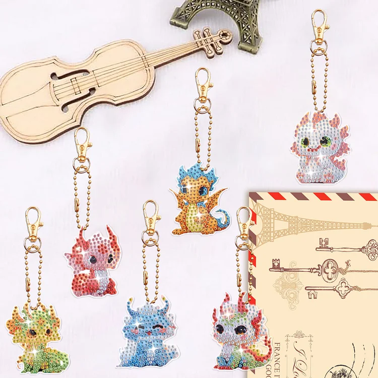 DIY Diamond Painting Keychain - Dragon