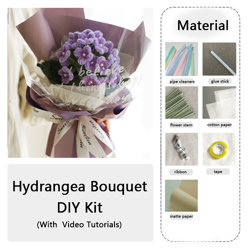 DIY Pipe Cleaners Kit - Hydrangea Bouquet