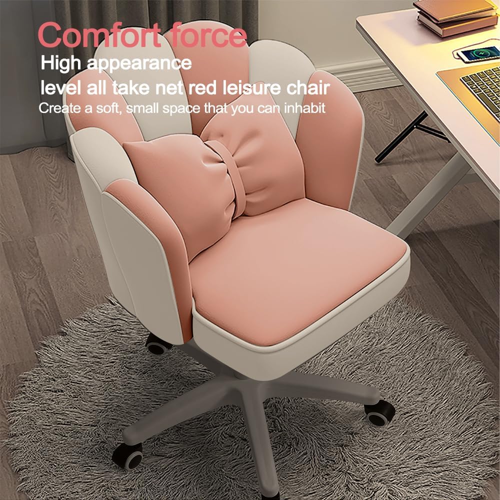 Office Chair Cute Petal Desk Chair, Modern Fabric Home Butterfly Chairs Height Adjustable Chair Makeup Chairs Computer Chairs