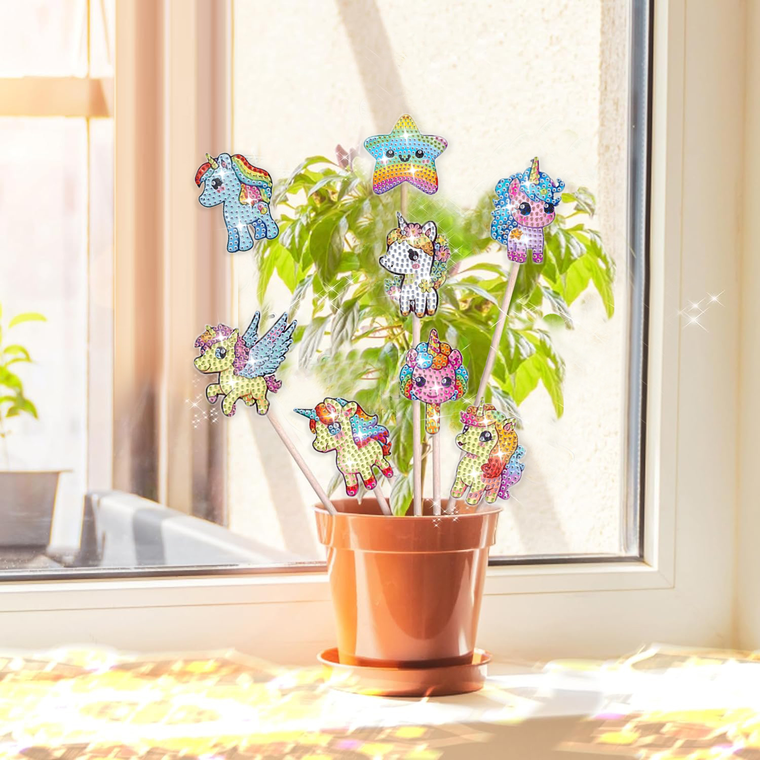 DIY Diamond Painting Desktop Decoration Ikebana - Unicorns