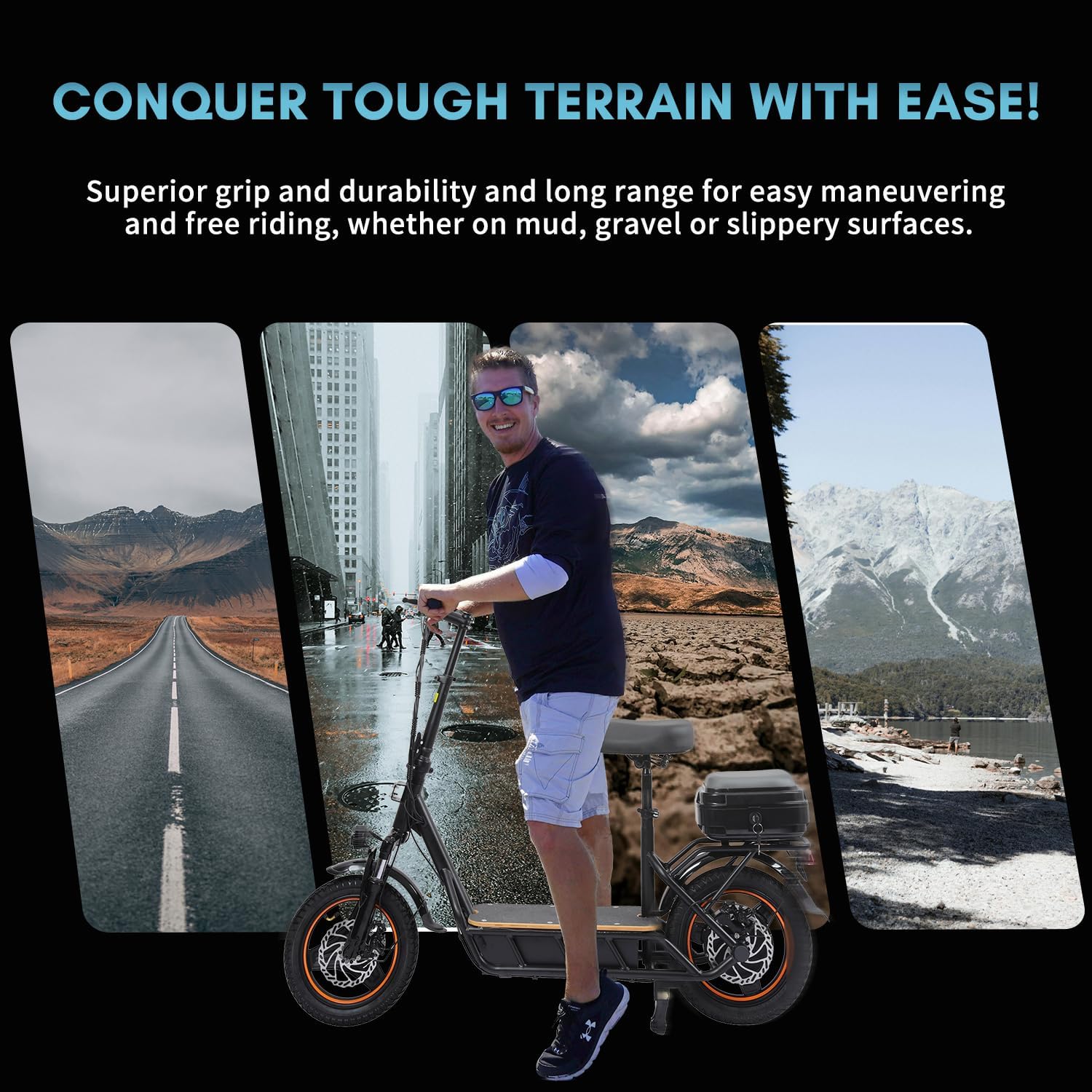 1200W Electric Scooter, with APP, 1200W 48V 13A/18A, 34 /37Miles Range, 34mph, Commuter Electric Scooter with Seat, 440lbs Max Load