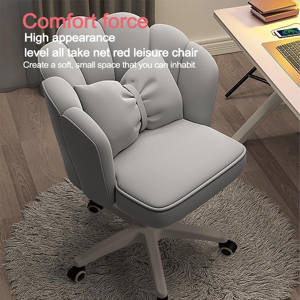 Office Chair Cute Petal Desk Chair, Modern Fabric Home Butterfly Chairs Height Adjustable Chair Makeup Chairs Computer Chairs