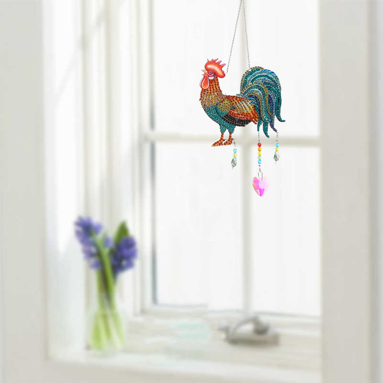 DIY Diamond Painting Wind Chime - Rooster