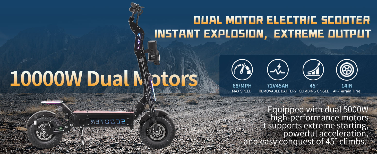10000w dual motor electric scooter