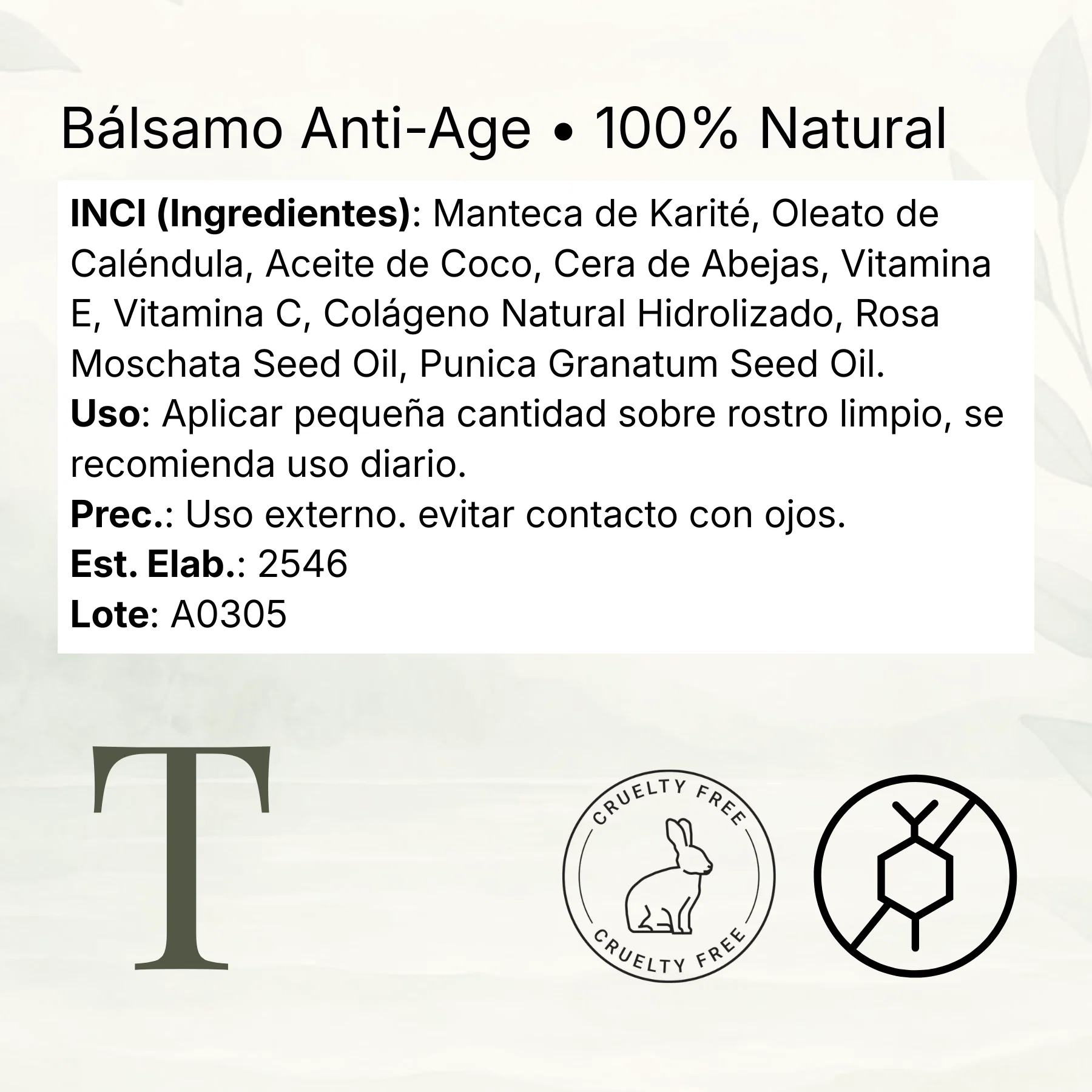 Bálsamo Anti-Age 100% Natural