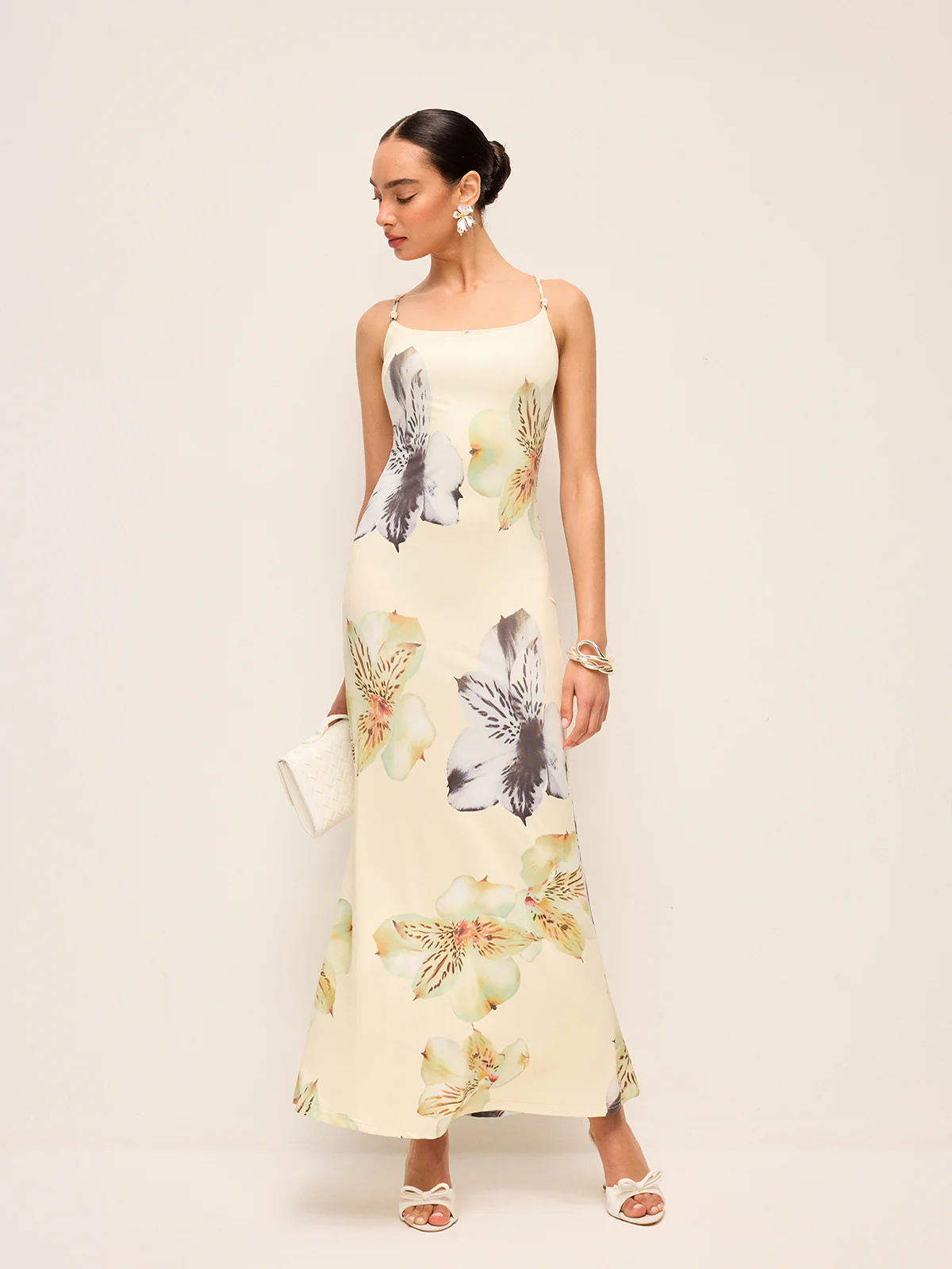 Backless Lace-Up Floral Dress