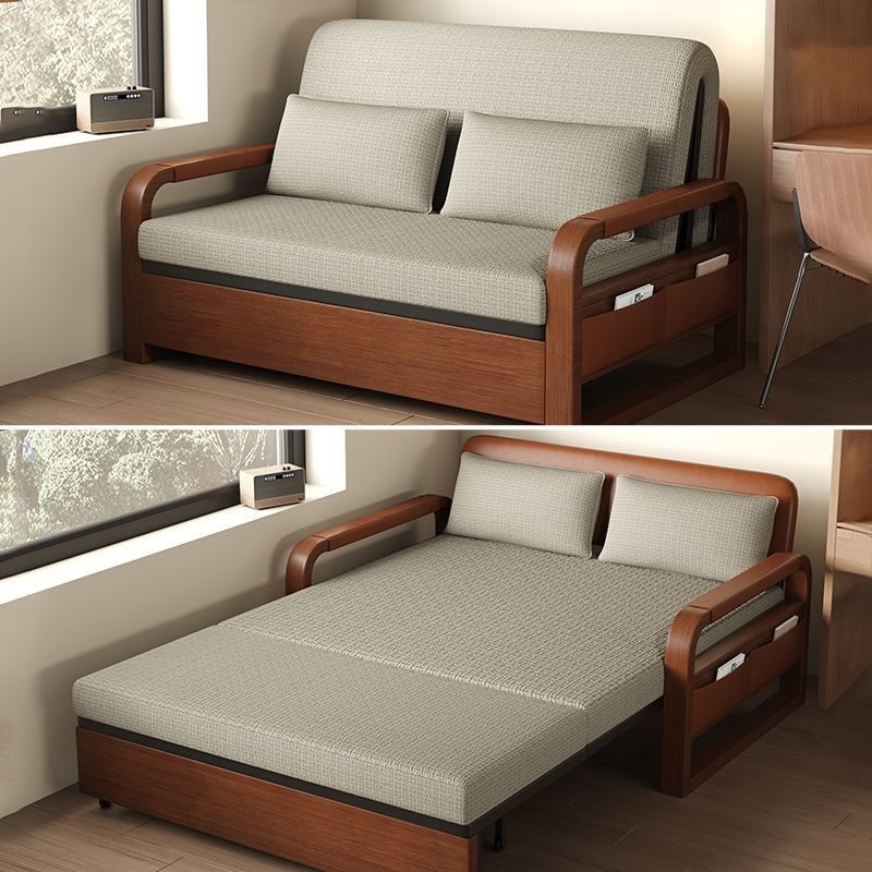 New Style Sofa Bed Folding Bed Multi-Functional All-In-One Dual-Use Double Living Room Oil Wax Leather Sofa Bed Retractable