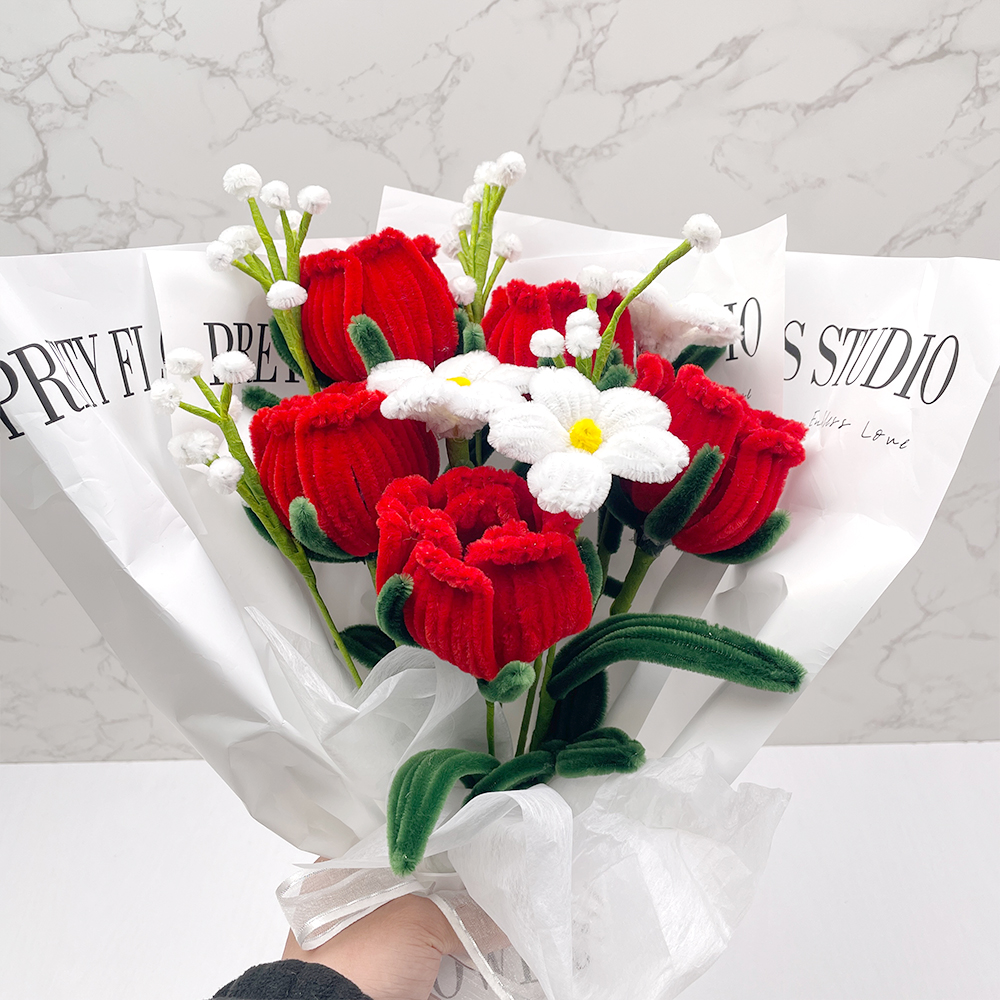 Pipepapi DIY Pipe Cleaners Kit - Rose Snow Bouquet
