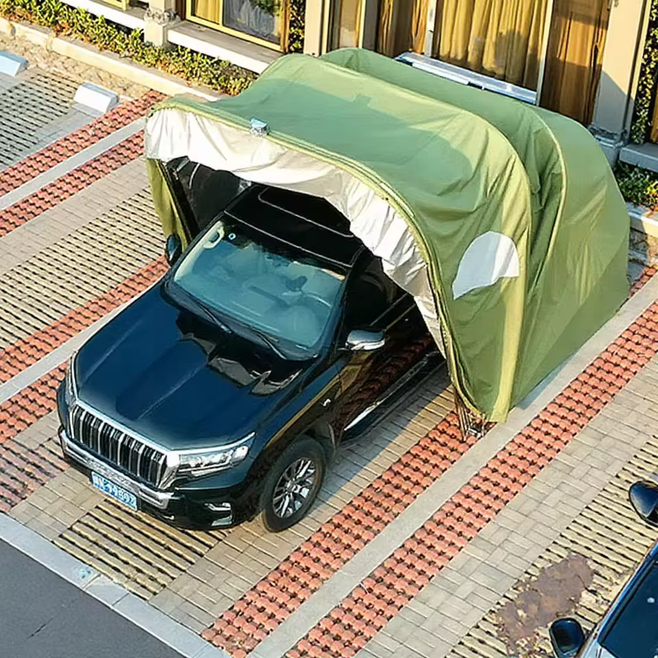 Modern portable carport tent with canopy cover heat-treated metal frame for outdoor car and motorcycle parking storage