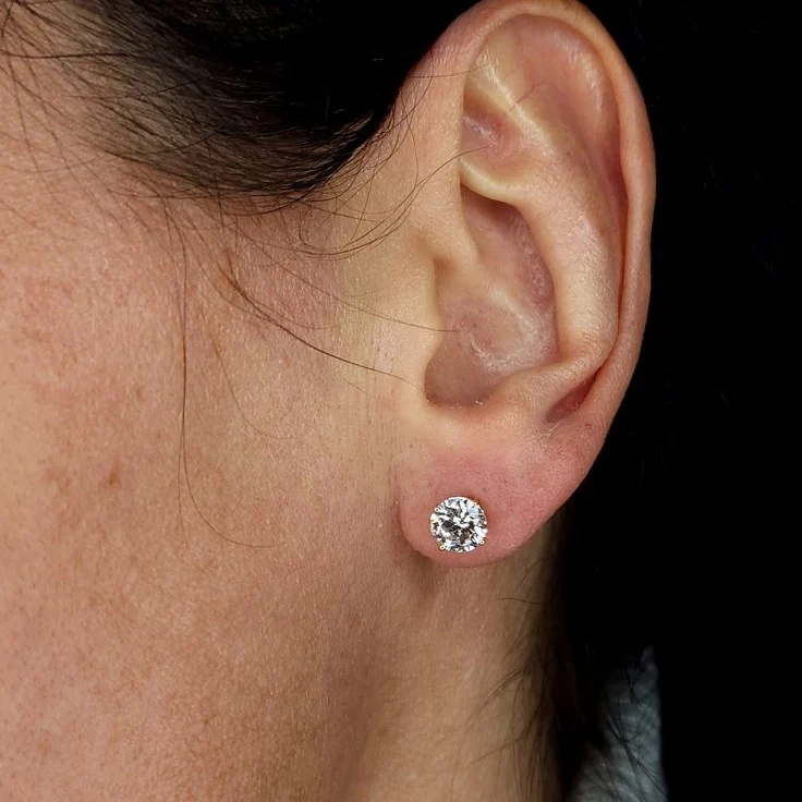 Moissanite Diamond  Four-Prong Stud Earrings