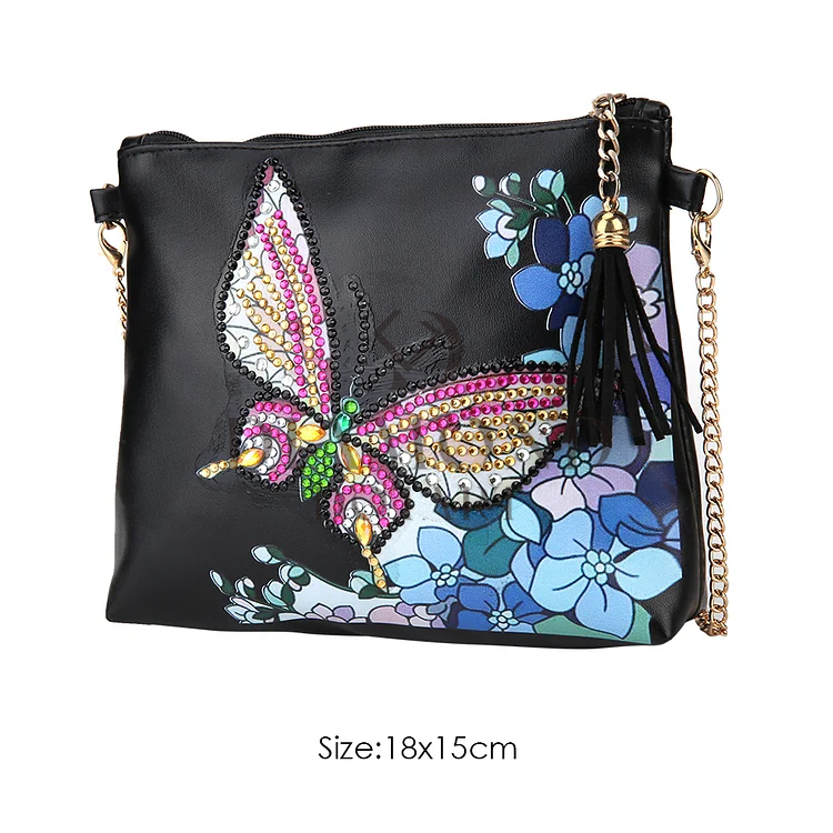 DIY Diamond Painting Leather Bag - Pink Butterfly