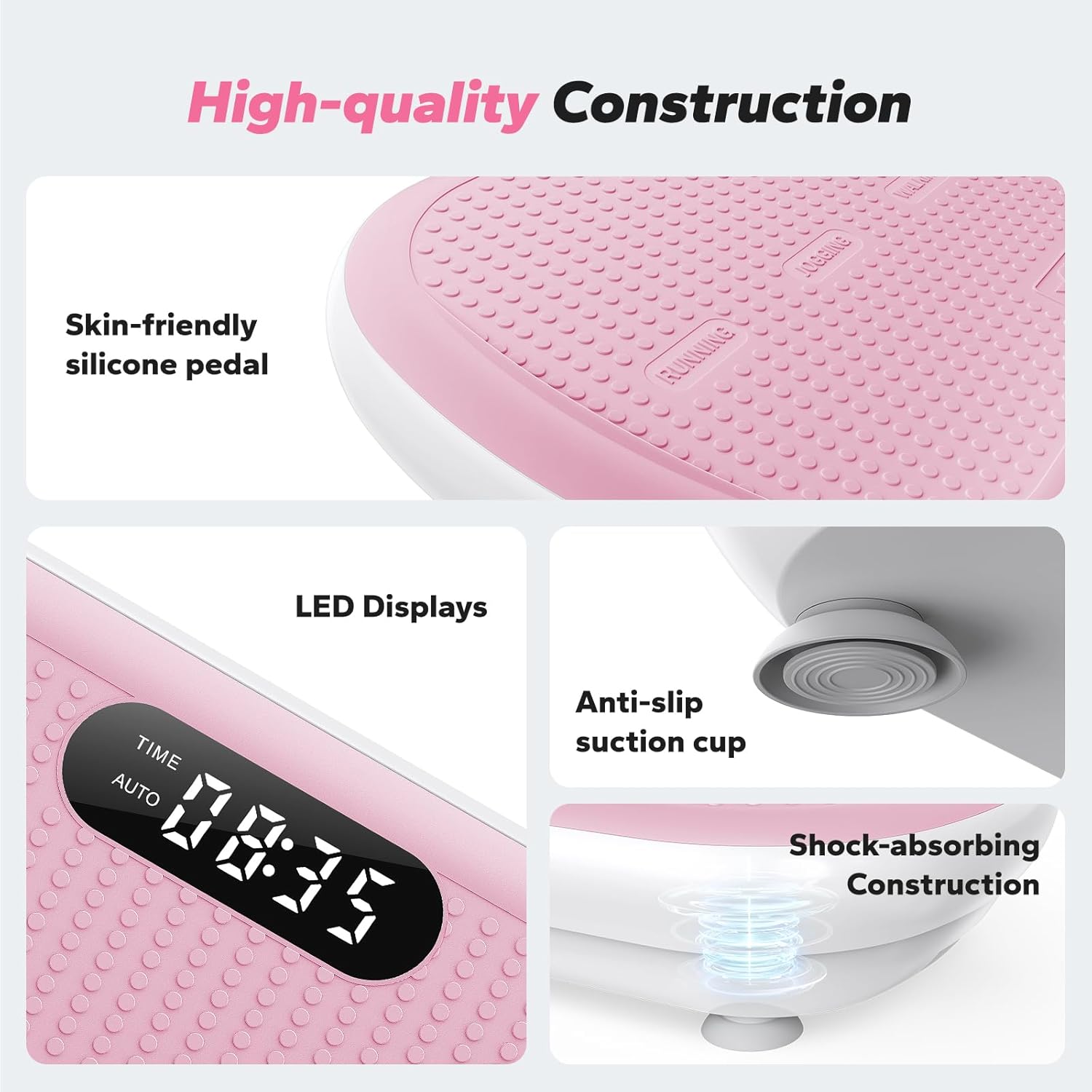 Vibration Plate Exercise Machine, Vibration Plate 440 Lbs Capacity, Bluetooth and Silicone Pedal, Stimulate Deep Fat, Vibration Plate for Lymphatic Drainage, Vibrating for Weight Loss