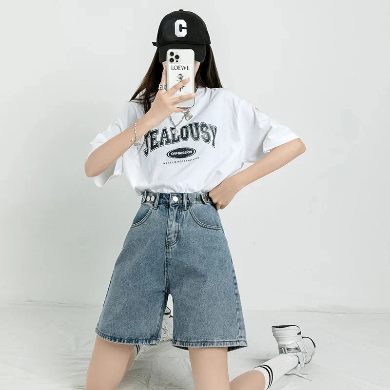 Y2K Adjustable Waist Denim Shorts