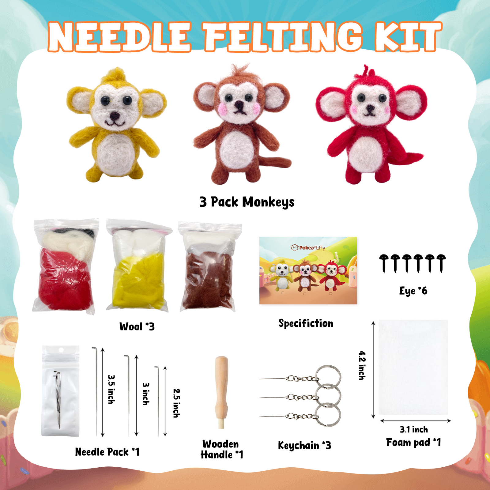 Moki Felt Animals Needle Felting Kit