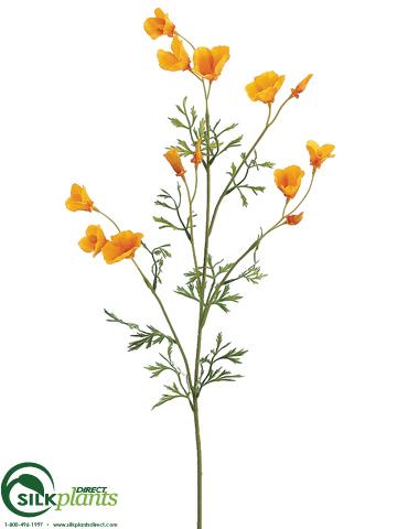 Silk Plants Direct Mini California Poppy Spray - Orange - Pack of 12