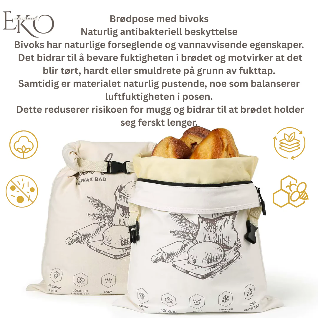Økologisk bivoks brødpose – 100 % bomull