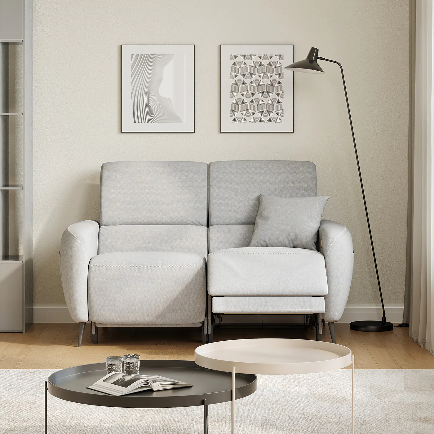 Modern Reclining Sofa with Storage
