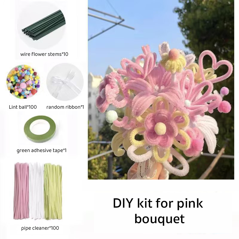 DIY Pipe Cleaners Kit - A pink bouquet