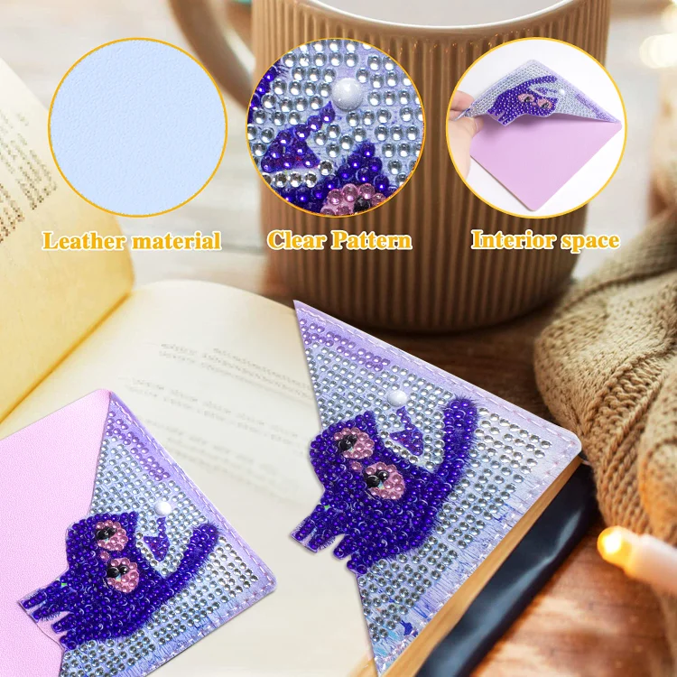 DIY Diamond Painting  Corner Bookmark - 6 Pcs Cats