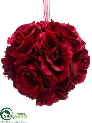 Silk Plants Direct Rose Kissing Ball - White - Pack of 6