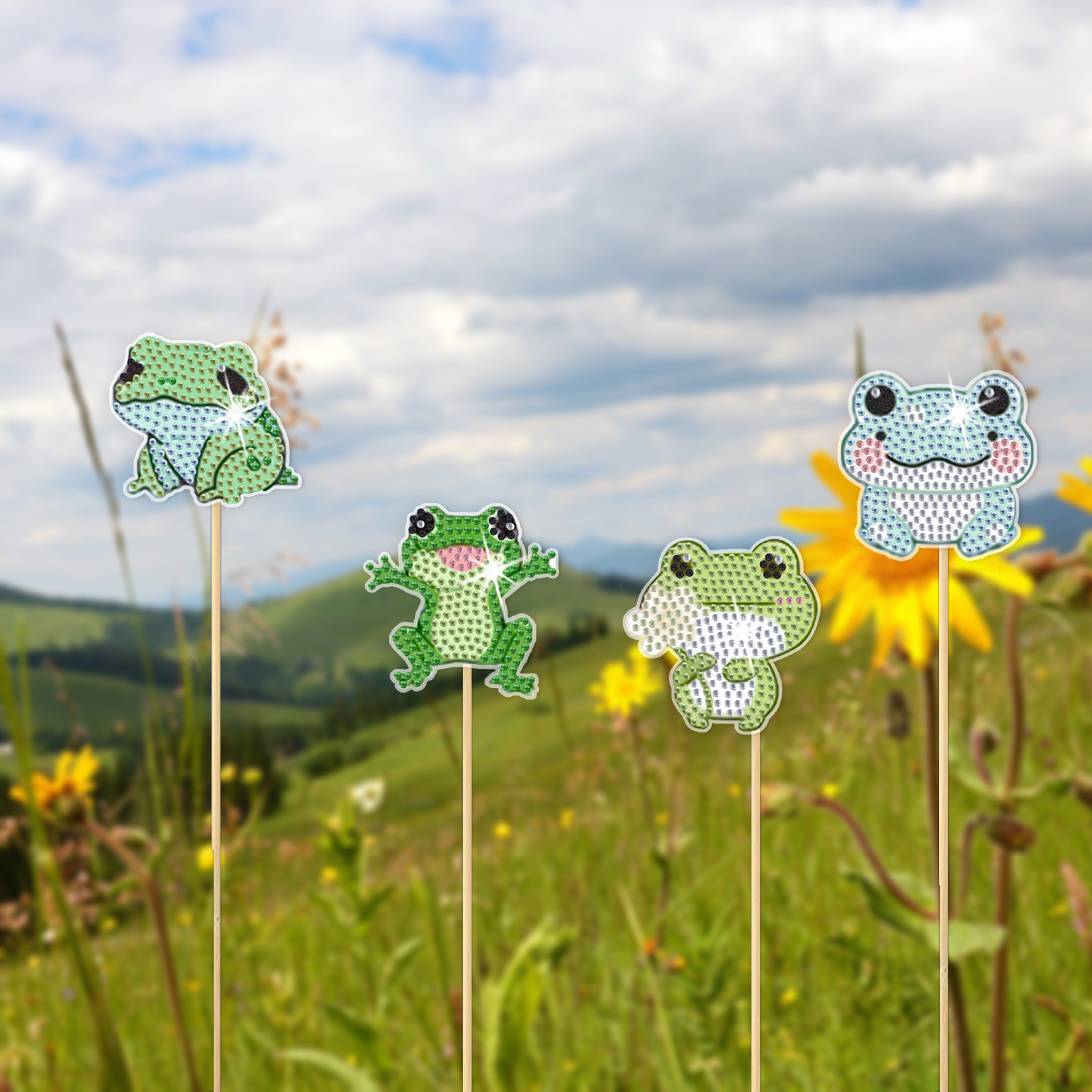 DIY Diamond Painting Desktop Decoration Ikebana - Frogs