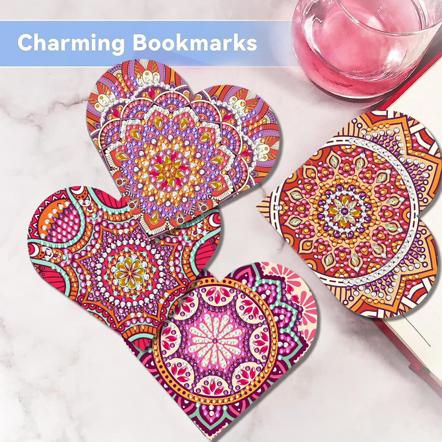 DIY Diamond Painting  Corner Bookmark - 6 Pcs Mandalas F