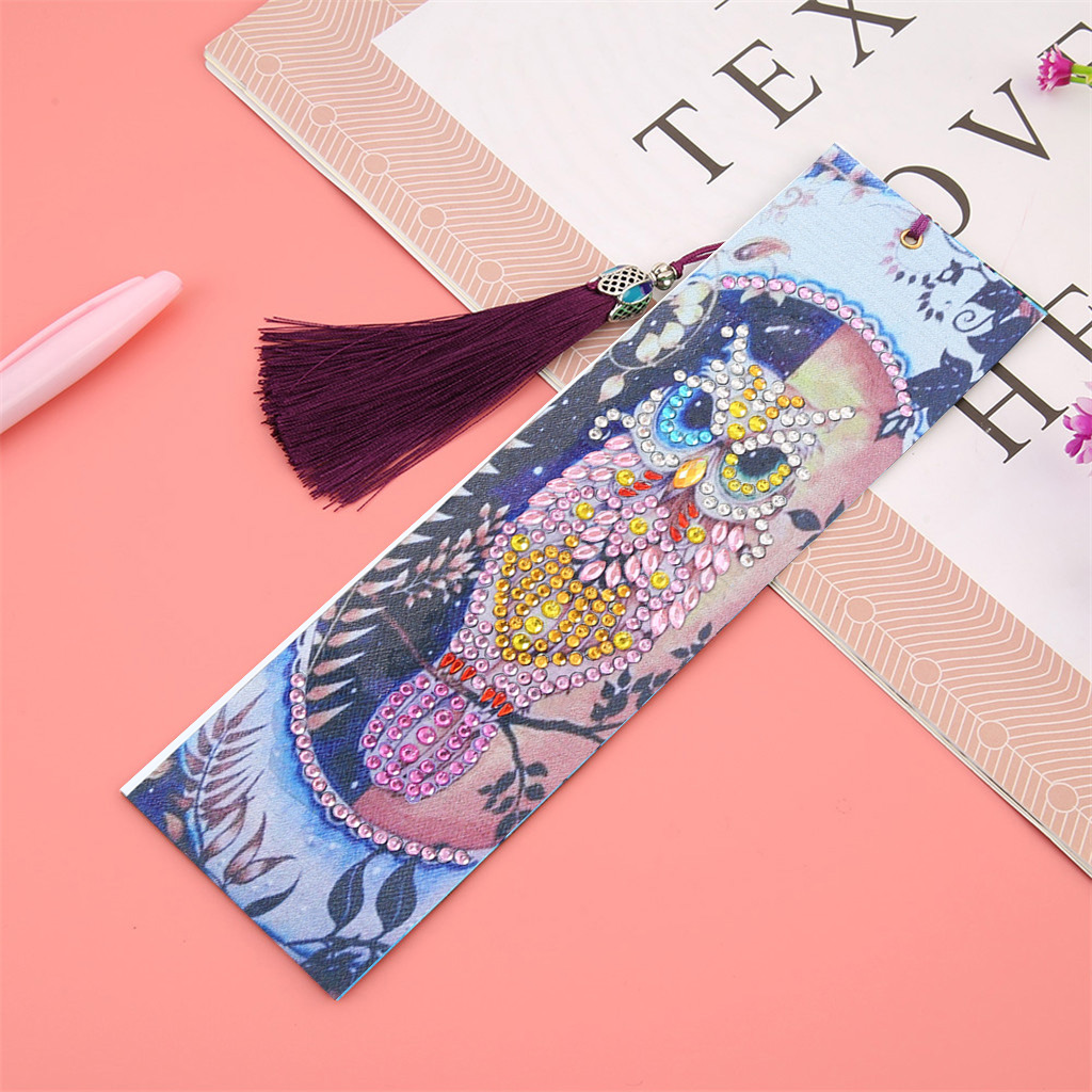 DIY Diamond Painting Bookmarks - Pink Owl