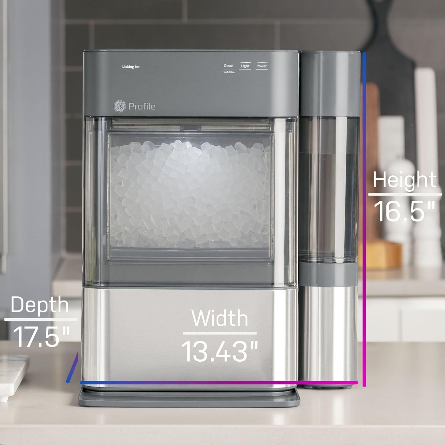 2.0 with 0.75 Gallon Tank, Chewable Crunchable Countertop Nugget Ice Maker, Scoop included, 38 lbs in 24 hours, Pellet Ice Machine with WiFi & Smart Connected, Black Stainless Steel