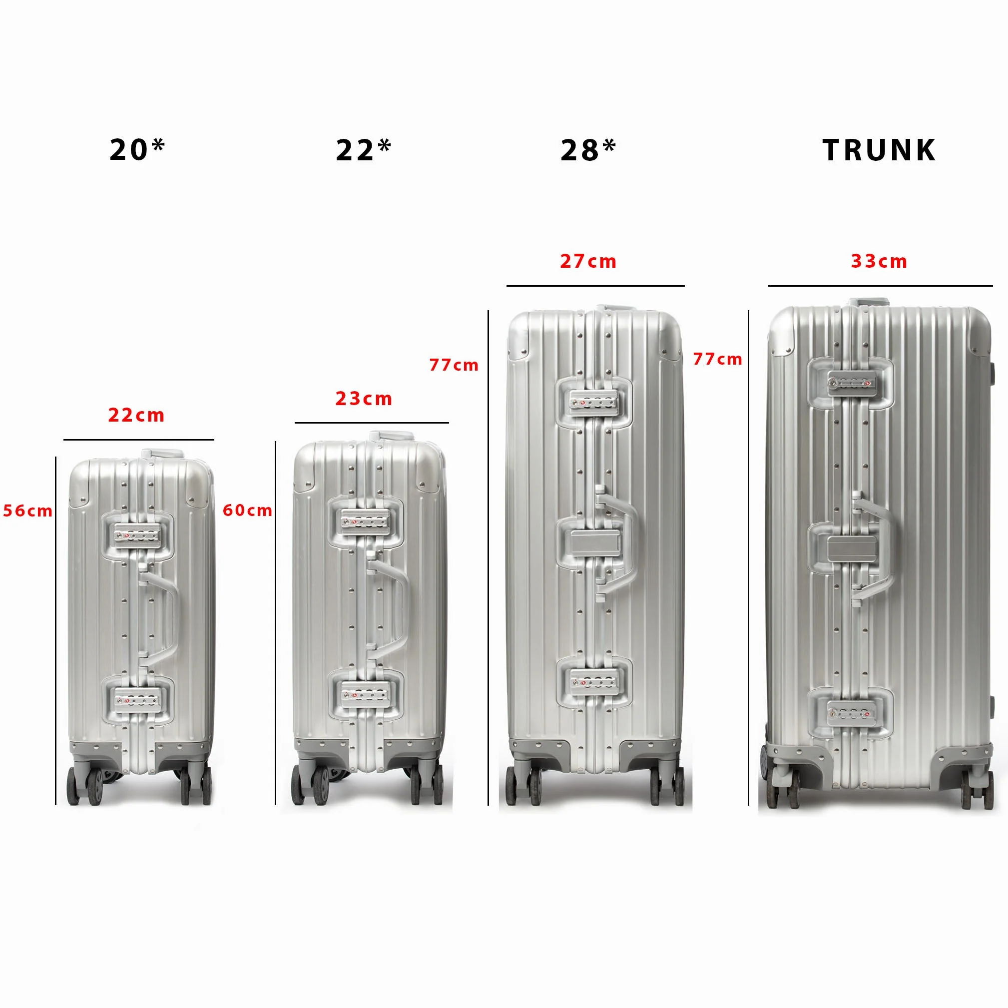 ALUMINUM SUITCASE V2 NEW, STRONGER ALUMINIUM & REMOVEABLE WHEELS