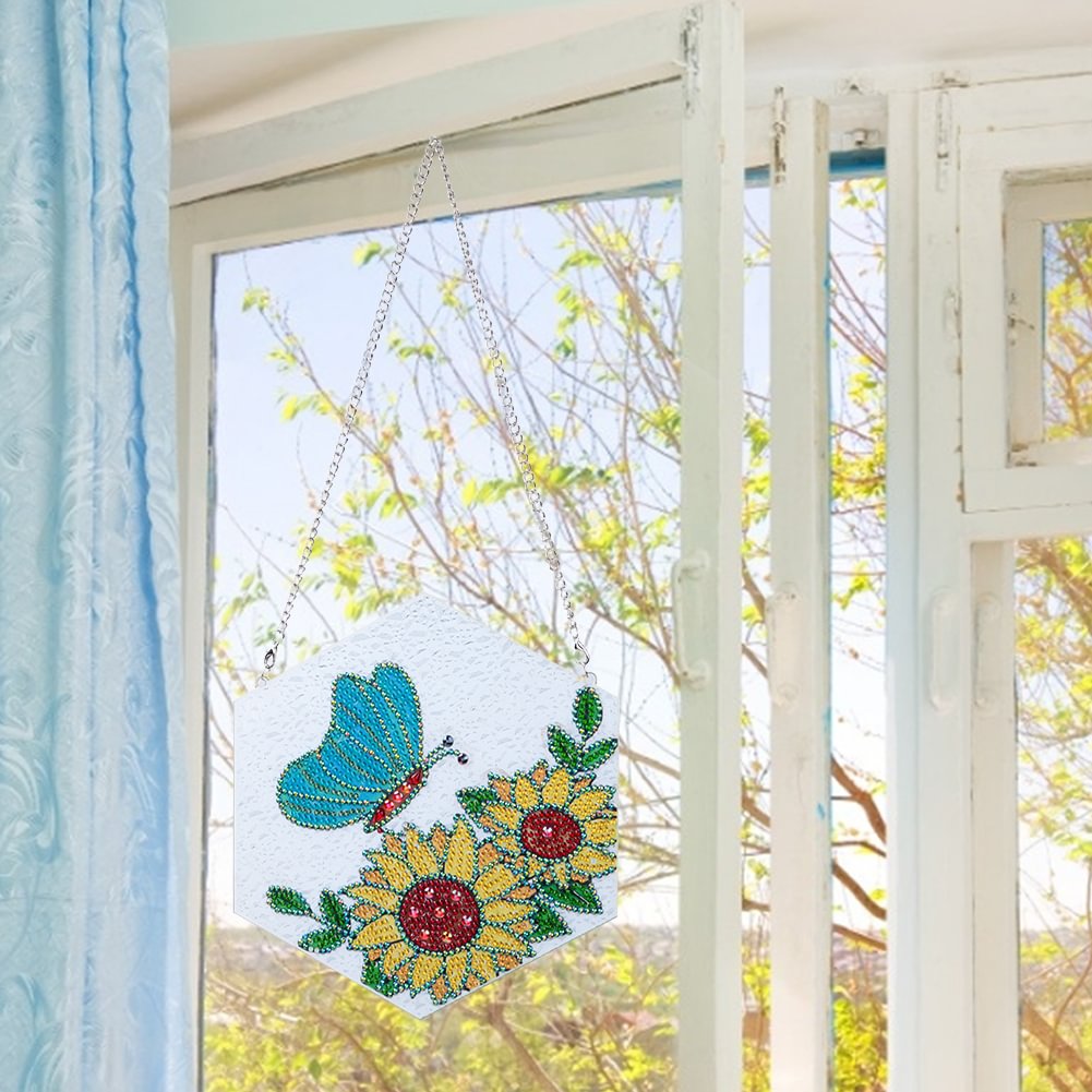 DIY Diamond Painting Wall Hanging - Butterflies and Sunflowers